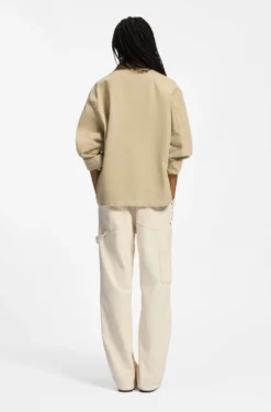 Oversized-fit jacket in cotton twill with contrast collar