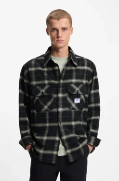 Oversized-fit overshirt in checked cotton twill