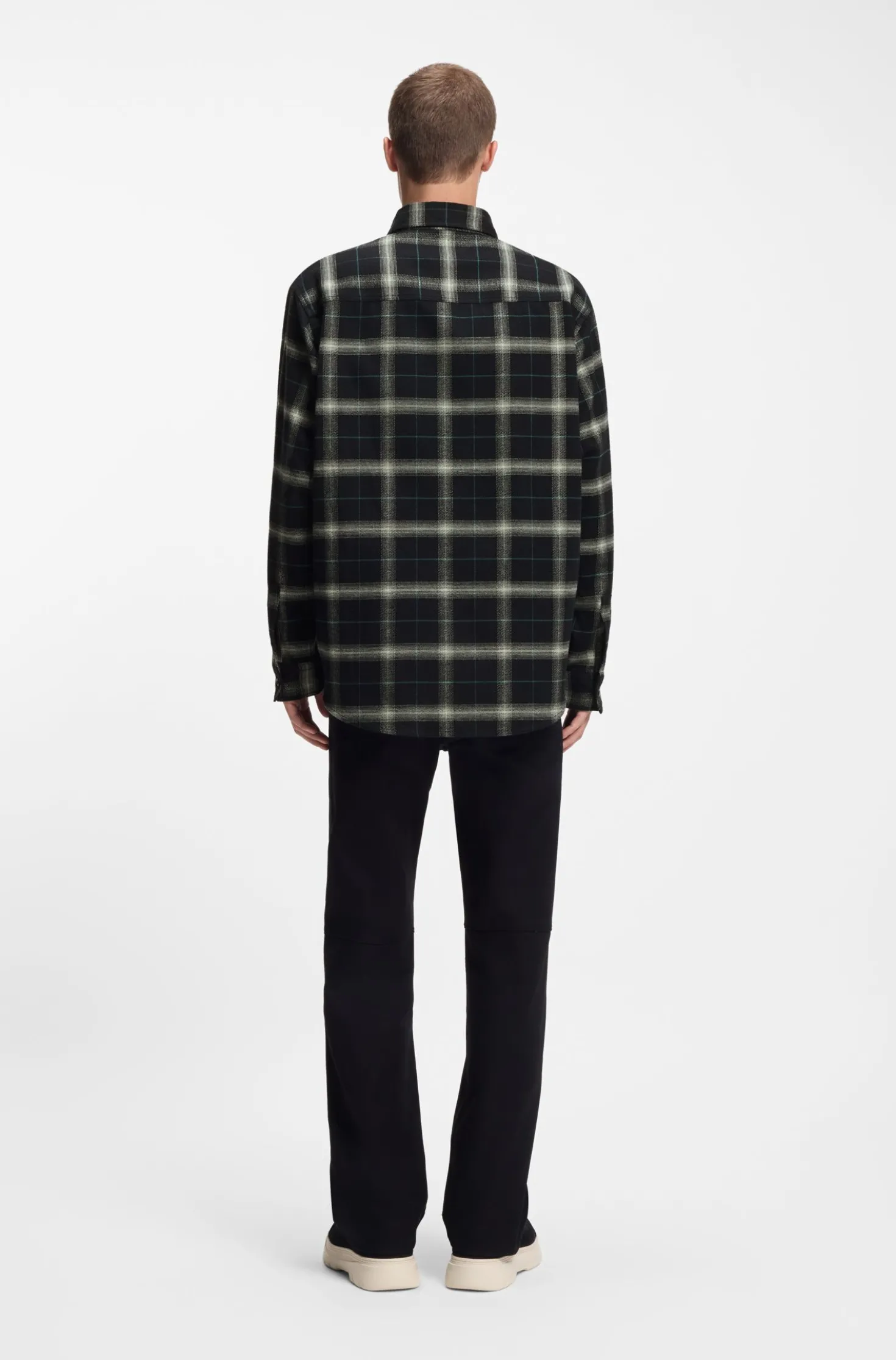 Oversized-fit overshirt in checked cotton twill