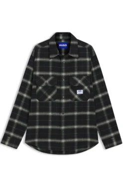 Oversized-fit overshirt in checked cotton twill