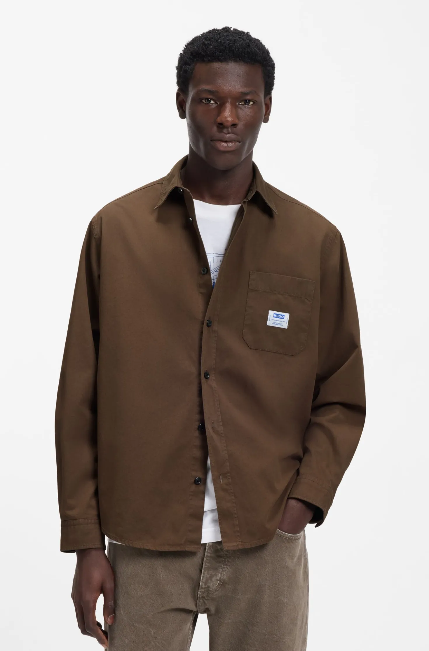 Oversized-fit overshirt in cotton canvas