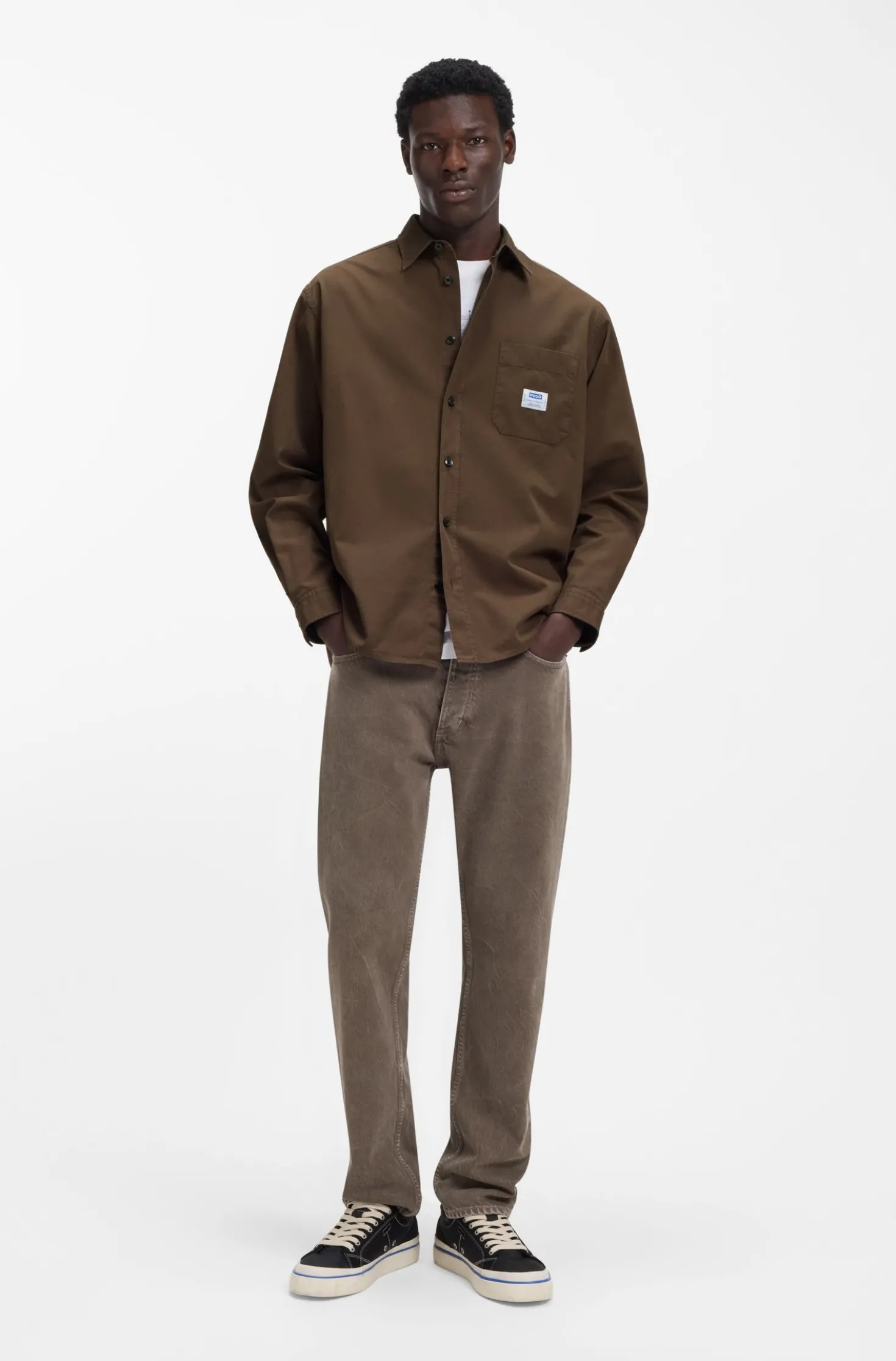 Oversized-fit overshirt in cotton canvas