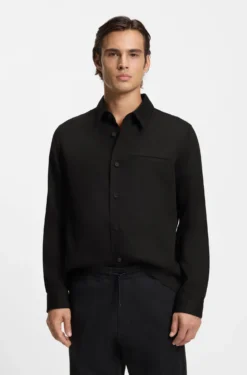 Oversized-fit overshirt in soft twill with side pockets