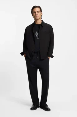 Oversized-fit overshirt in soft twill with side pockets