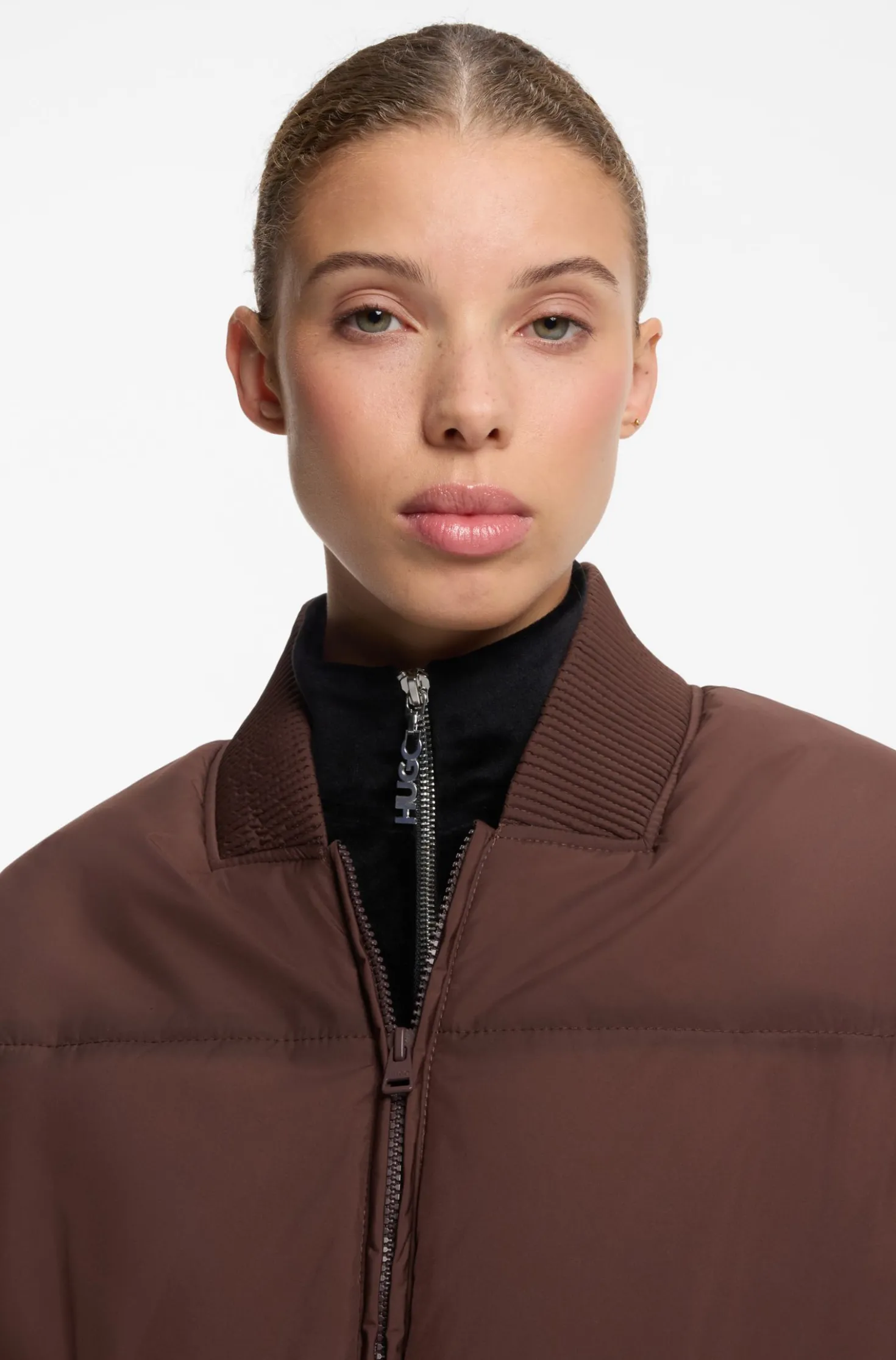 Oversized-fit padded jacket with seam details