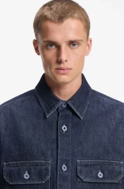 Oversized-fit shirt in blue denim