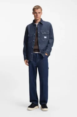 Oversized-fit shirt in blue denim
