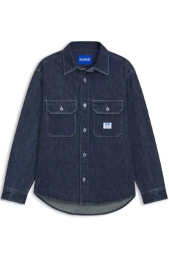 Oversized-fit shirt in blue denim