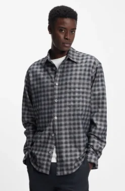 Oversized-fit shirt in checked cotton twill