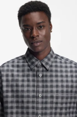 Oversized-fit shirt in checked cotton twill