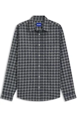 Oversized-fit shirt in checked cotton twill