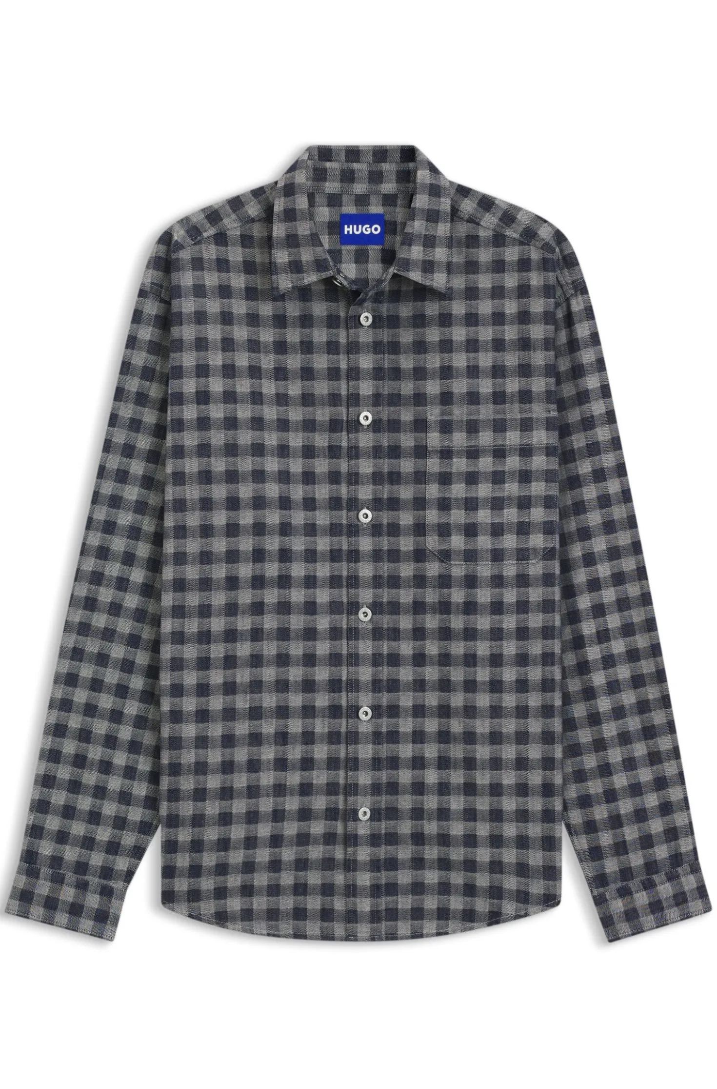 Oversized-fit shirt in checked cotton twill