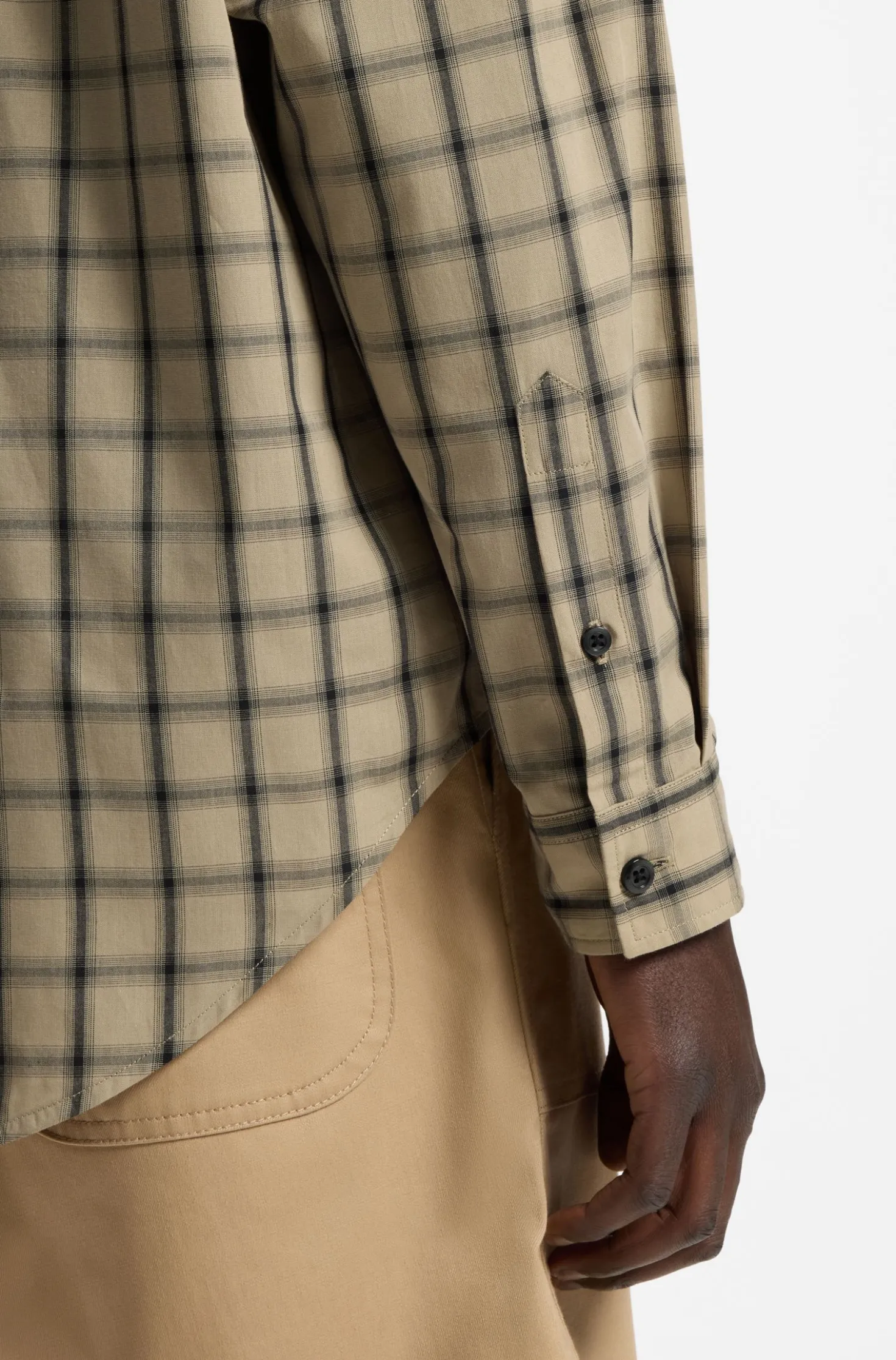 Oversized-fit shirt in checked cotton poplin