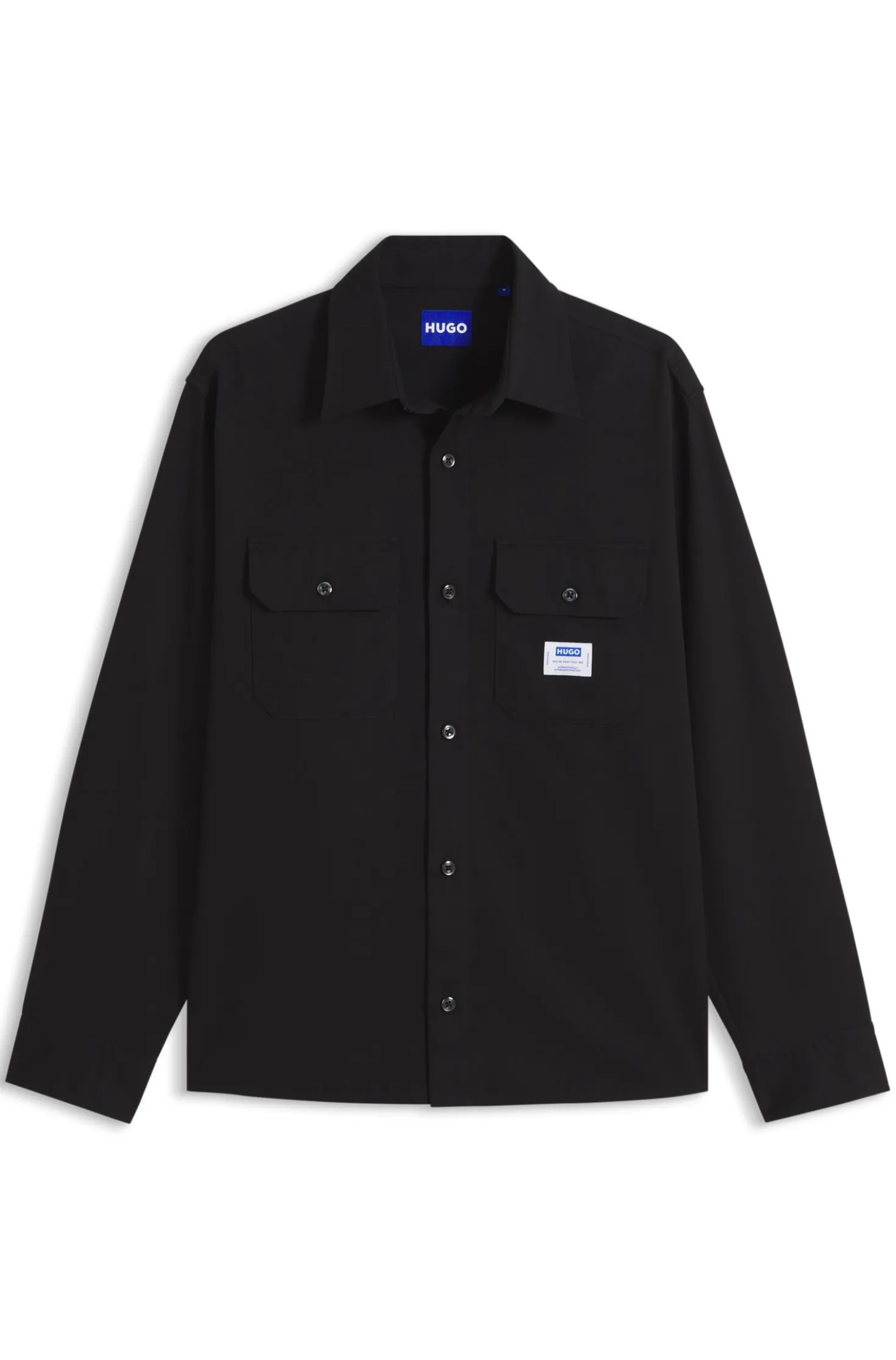 Oversized-fit shirt in cotton with flap chest pockets