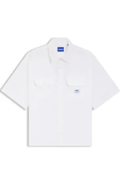 Oversized-fit shirt in cotton twill