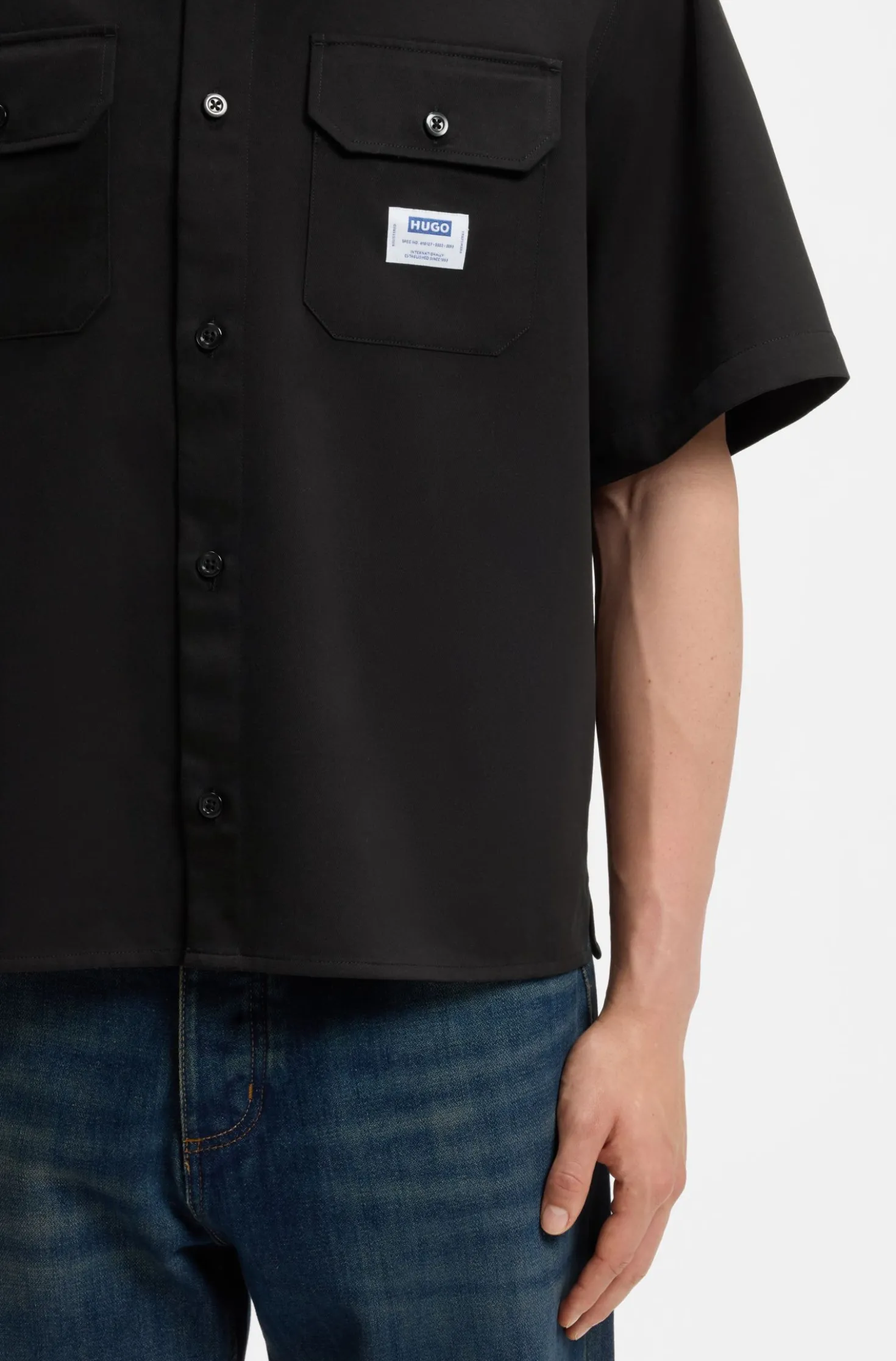 Oversized-fit shirt in cotton twill