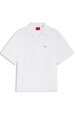 Oversized-fit shirt in paper-touch cotton