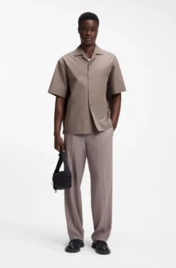 Oversized-fit shirt in paper-touch cotton