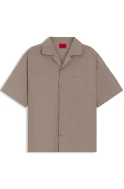 Oversized-fit shirt in paper-touch cotton