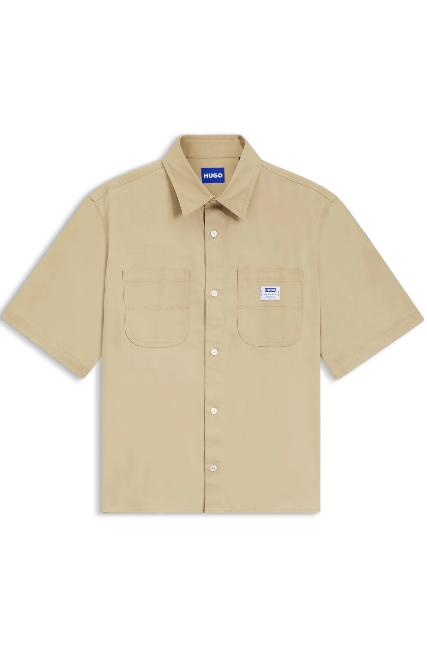 Oversized-fit shirt in slub cotton with patch pockets