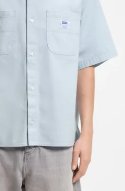 Oversized-fit shirt in slub cotton with patch pockets