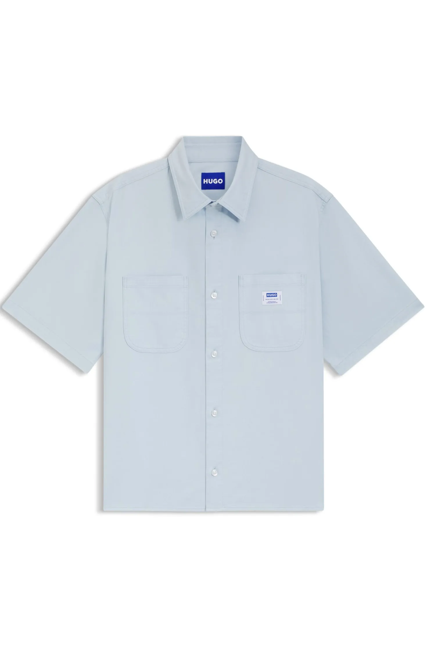 Oversized-fit shirt in slub cotton with patch pockets