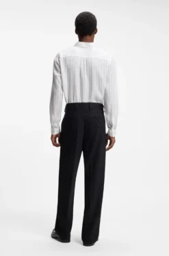 Oversized-fit shirt in striped canvas