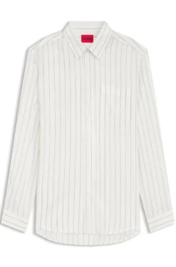 Oversized-fit shirt in striped canvas