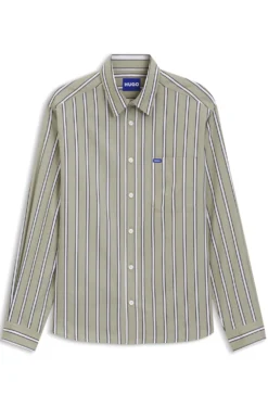 Oversized-fit shirt in striped cotton poplin