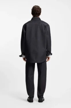 Oversized-fit shirt in weighty dark-blue denim