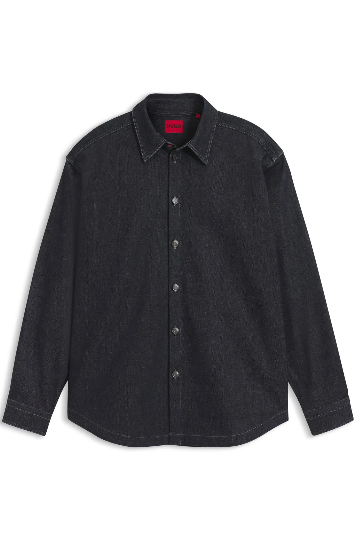Oversized-fit shirt in weighty dark-blue denim