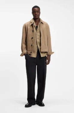Oversized-fit shirt with stacked-logo trim