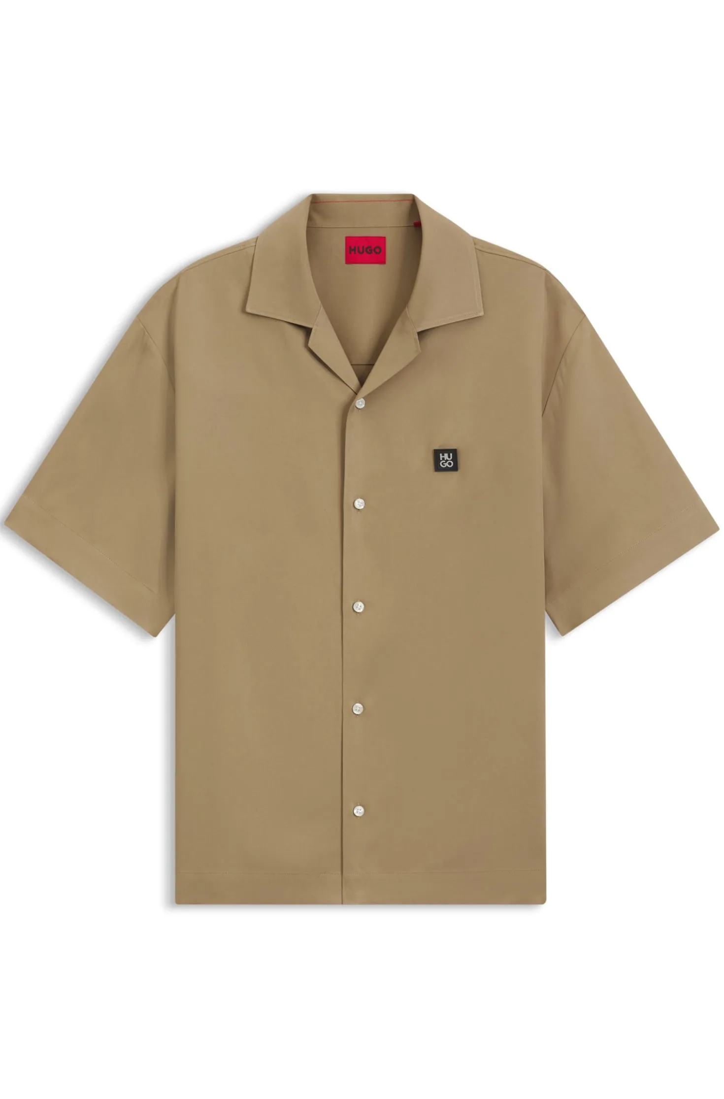 Oversized-fit shirt with stacked-logo trim