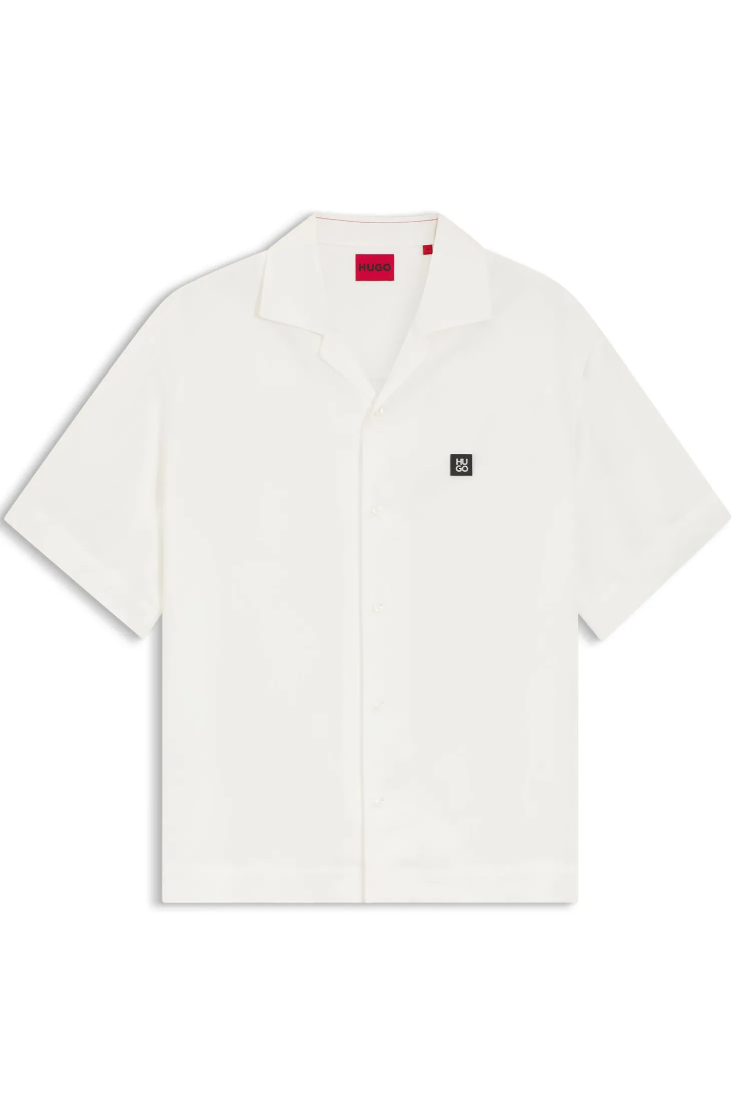 Oversized-fit shirt with stacked-logo trim