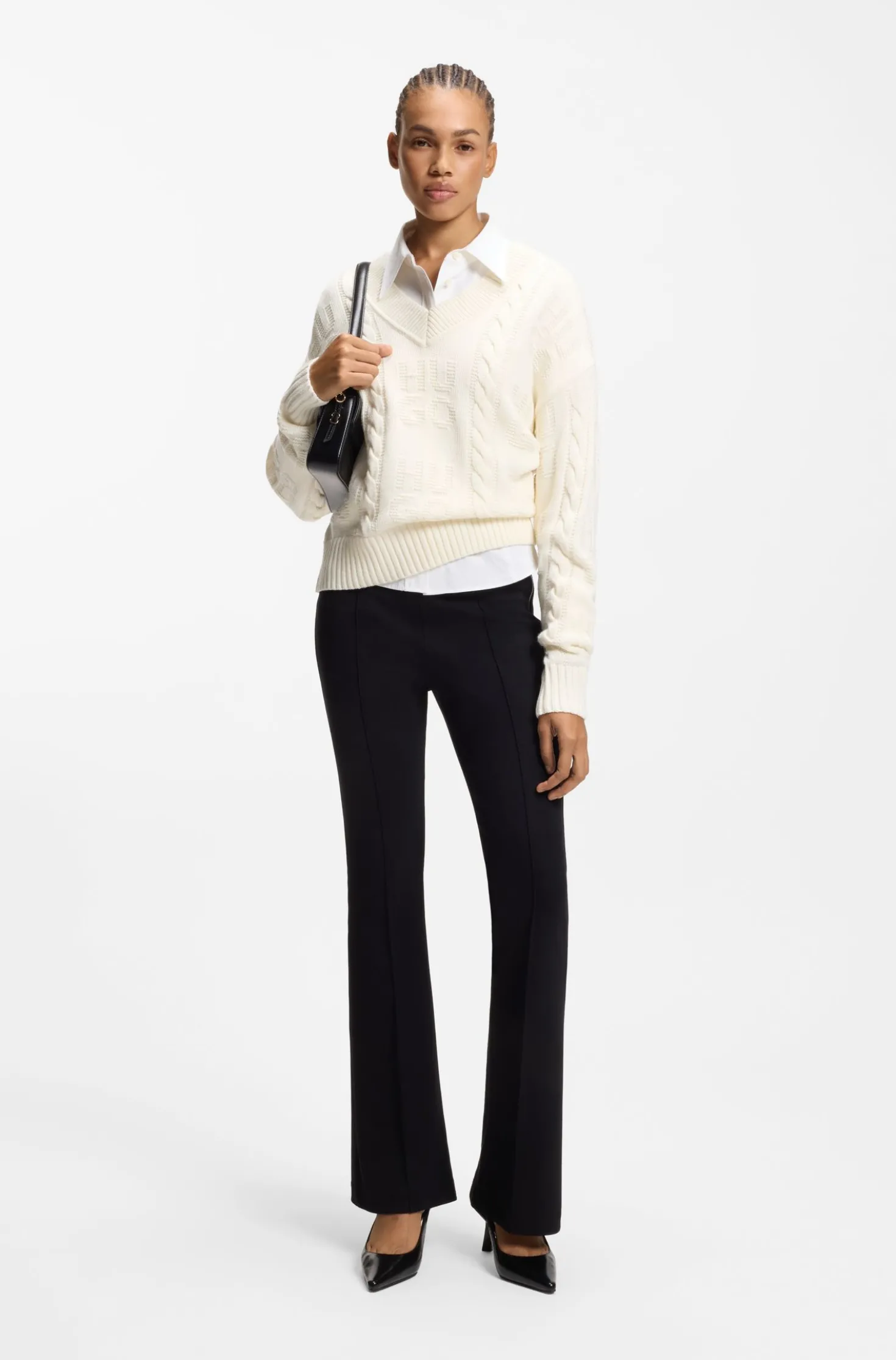 Oversized-fit sweater with cable knit