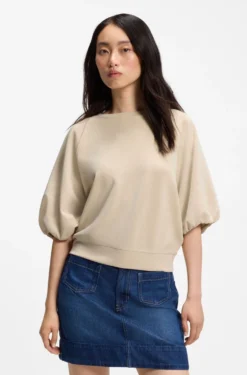 Oversized-fit sweatshirt with short balloon sleeves