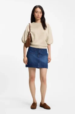 Oversized-fit sweatshirt with short balloon sleeves