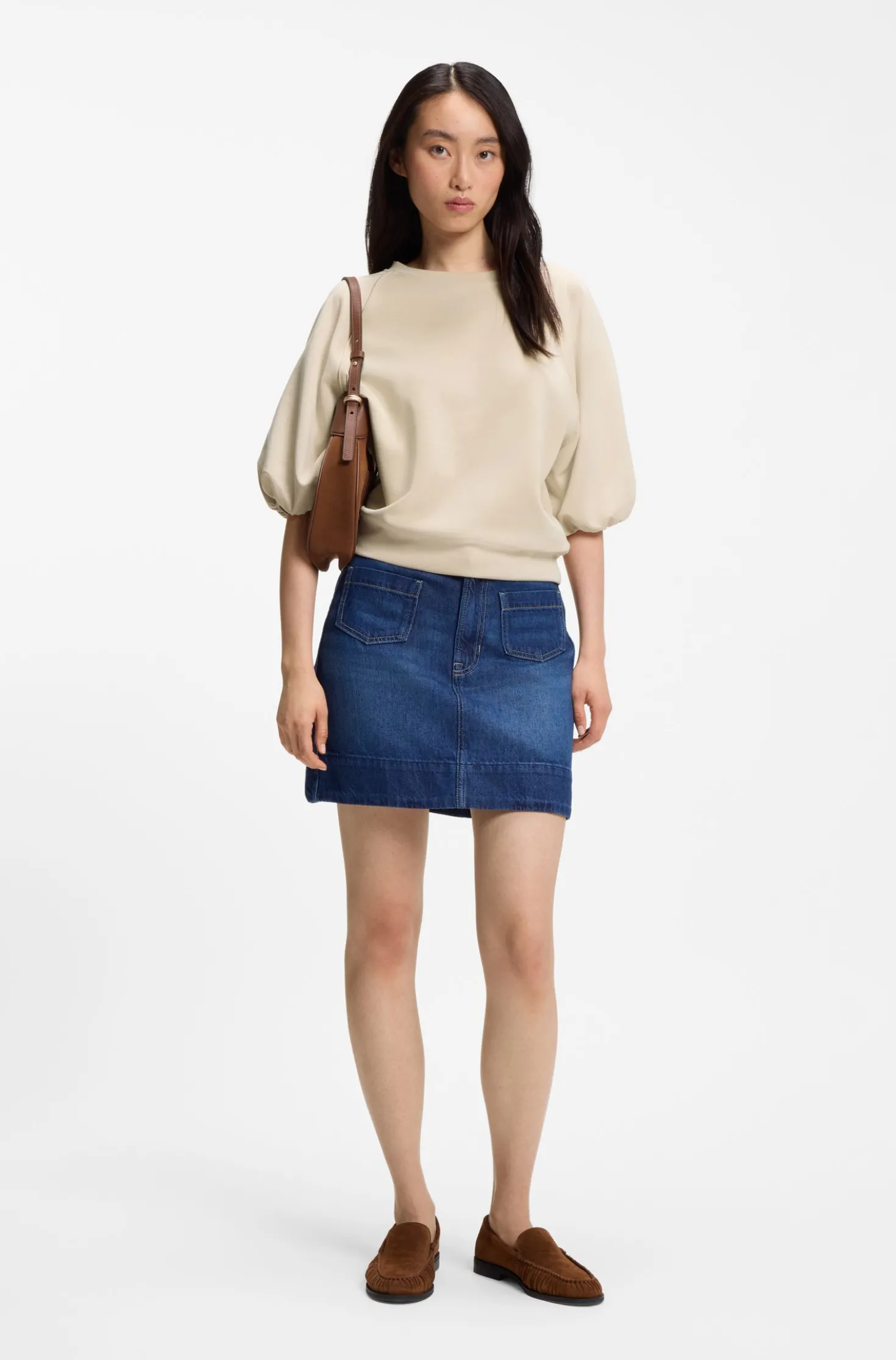 Oversized-fit sweatshirt with short balloon sleeves