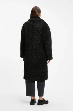 Oversized-fit teddy coat with double-breasted closure