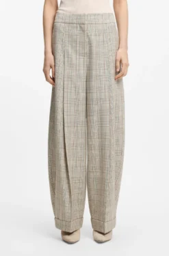 Oversized-fit trousers in checked stretch wool