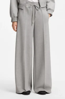 Oversized-fit trousers in melange stretch twill