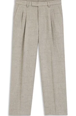 Oversized-fit trousers in micro-patterned fabric with linen