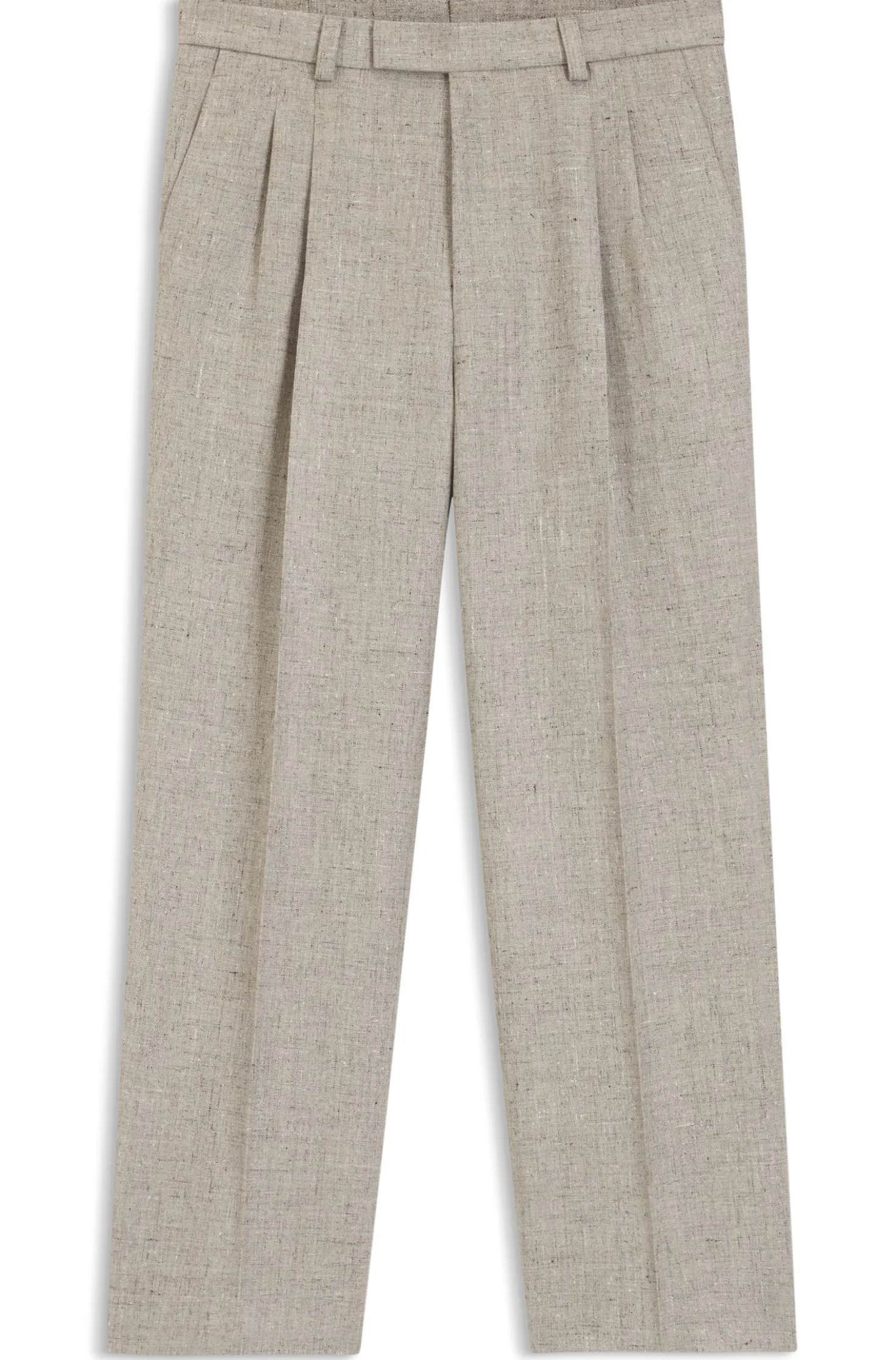 Oversized-fit trousers in micro-patterned fabric with linen