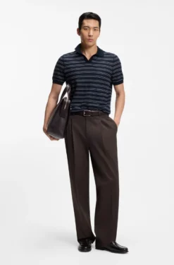 Oversized-fit trousers in stretch cotton with double pleats