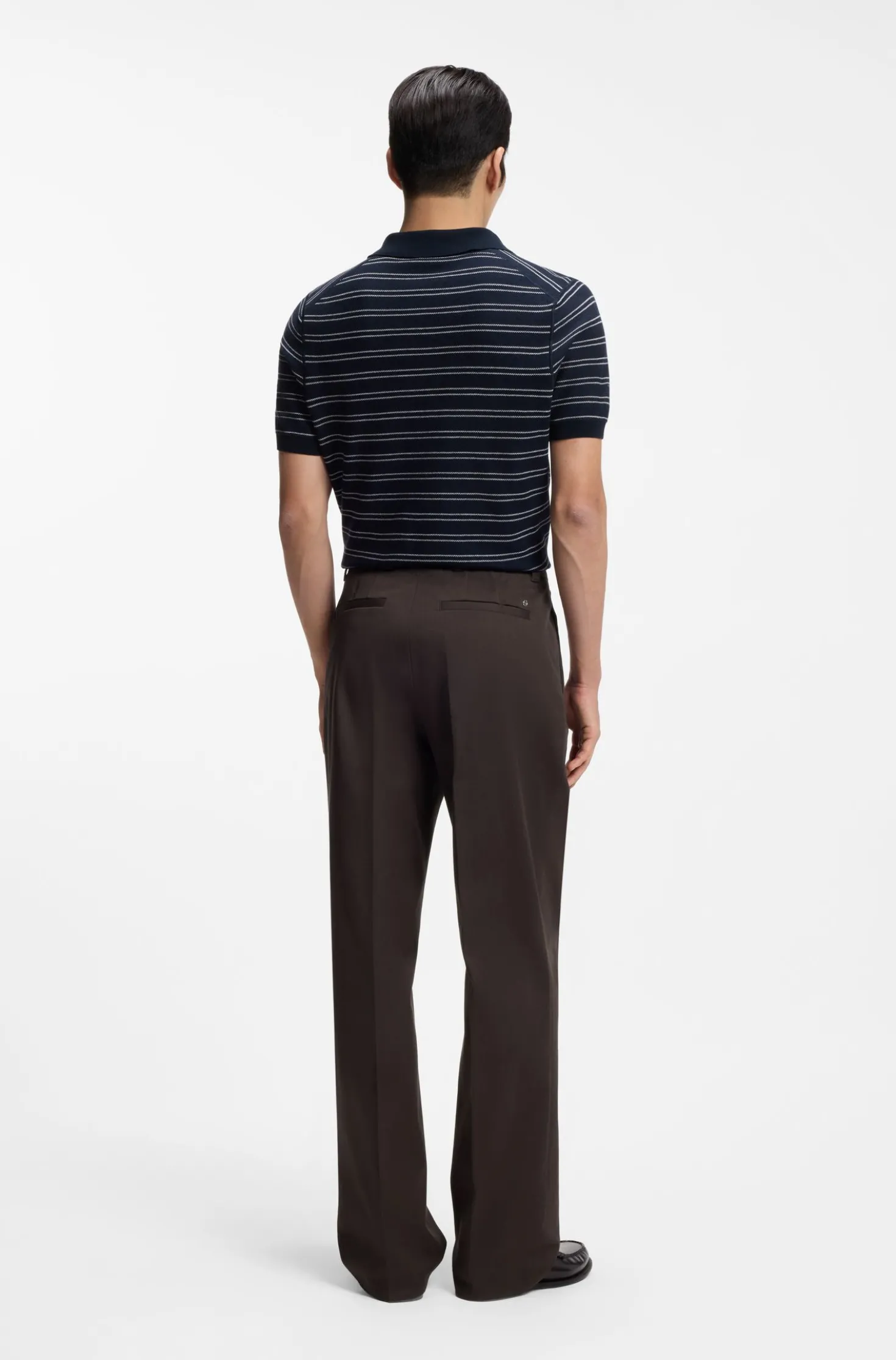 Oversized-fit trousers in stretch cotton with double pleats