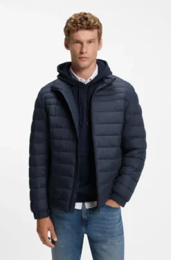 Packable water-repellent padded jacket with logo badge