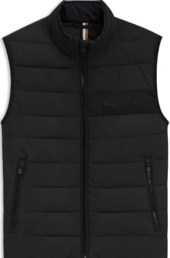 Padded gilet with a protective stand collar
