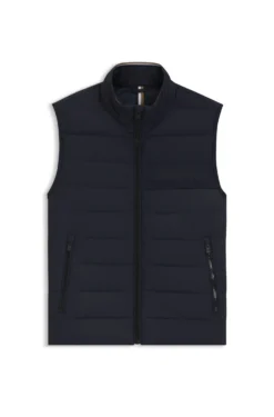 Padded gilet with a protective stand collar
