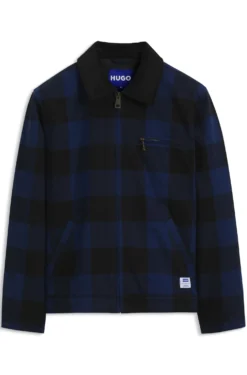 Padded jacket in Glen-check cotton flannel