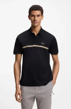 Paddy polo shirt in cotton with horizontal stripe